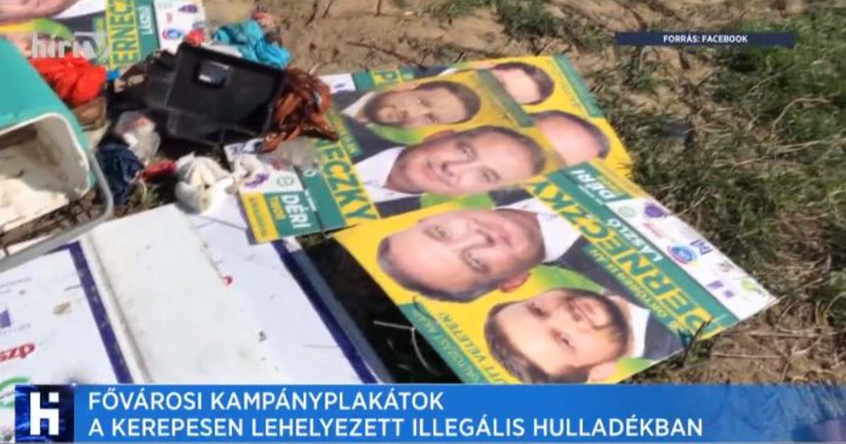 Fővárosi kampányplakátok a Kerepesen illegálisan elhelyezett hulladékban